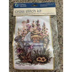 Crafters Square Cross Stitch Kit Garden Friend Mouse Garden Watering Can Age 7+